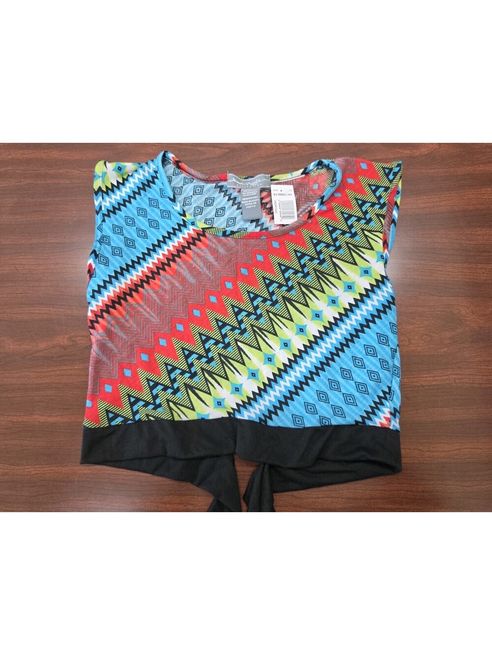 NWT Jamie Nicole Collection Geometric Tribal Print Tie Back Blouse Top Size L